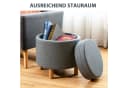 COSTWAY Sitzhocker mit Stauraum rund grau Beige Fußhocker Samt Bild 1