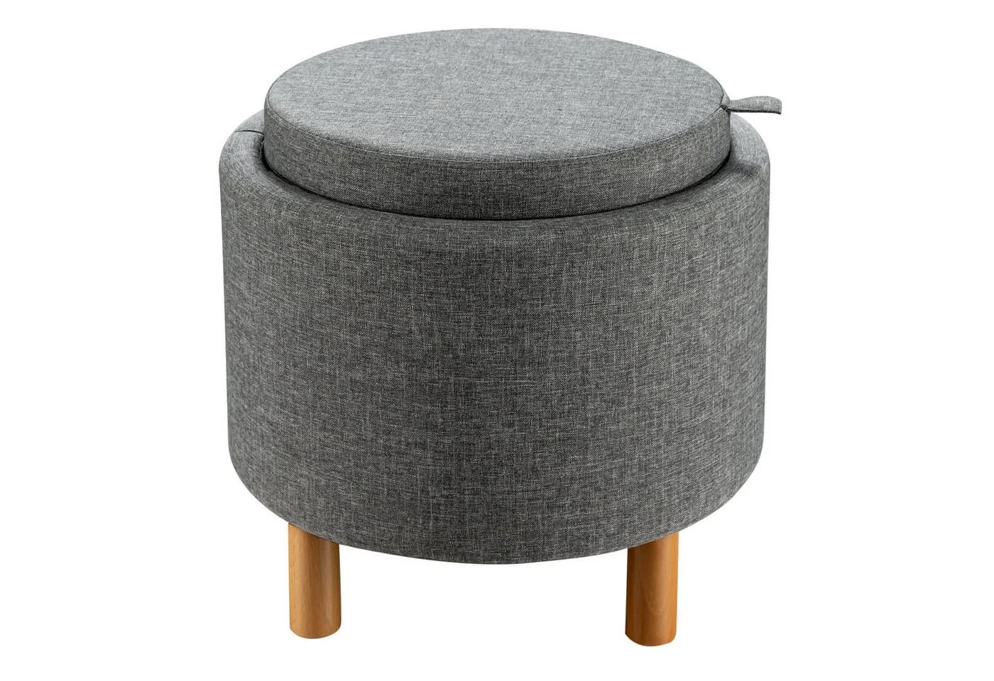 COSTWAY Sitzhocker mit Stauraum rund grau Beige Fußhocker Samt - Bild 2