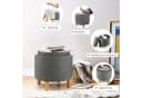 COSTWAY Sitzhocker mit Stauraum rund grau Beige Fußhocker Samt Bild 4