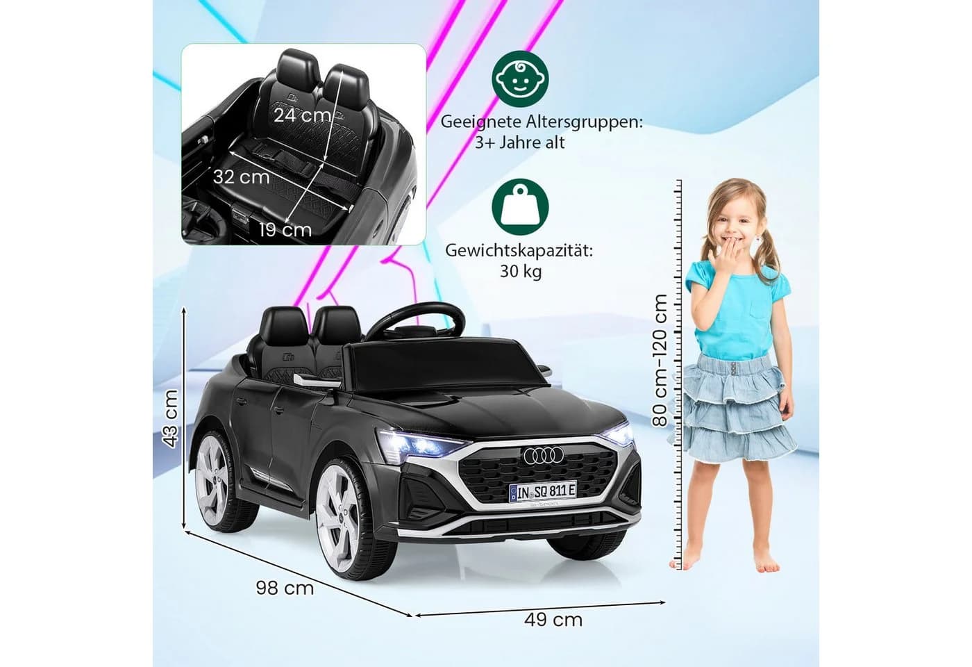 KOMFOTTEU Elektro-Kinderauto Audi SQ8 12V 30kg - Bild 3