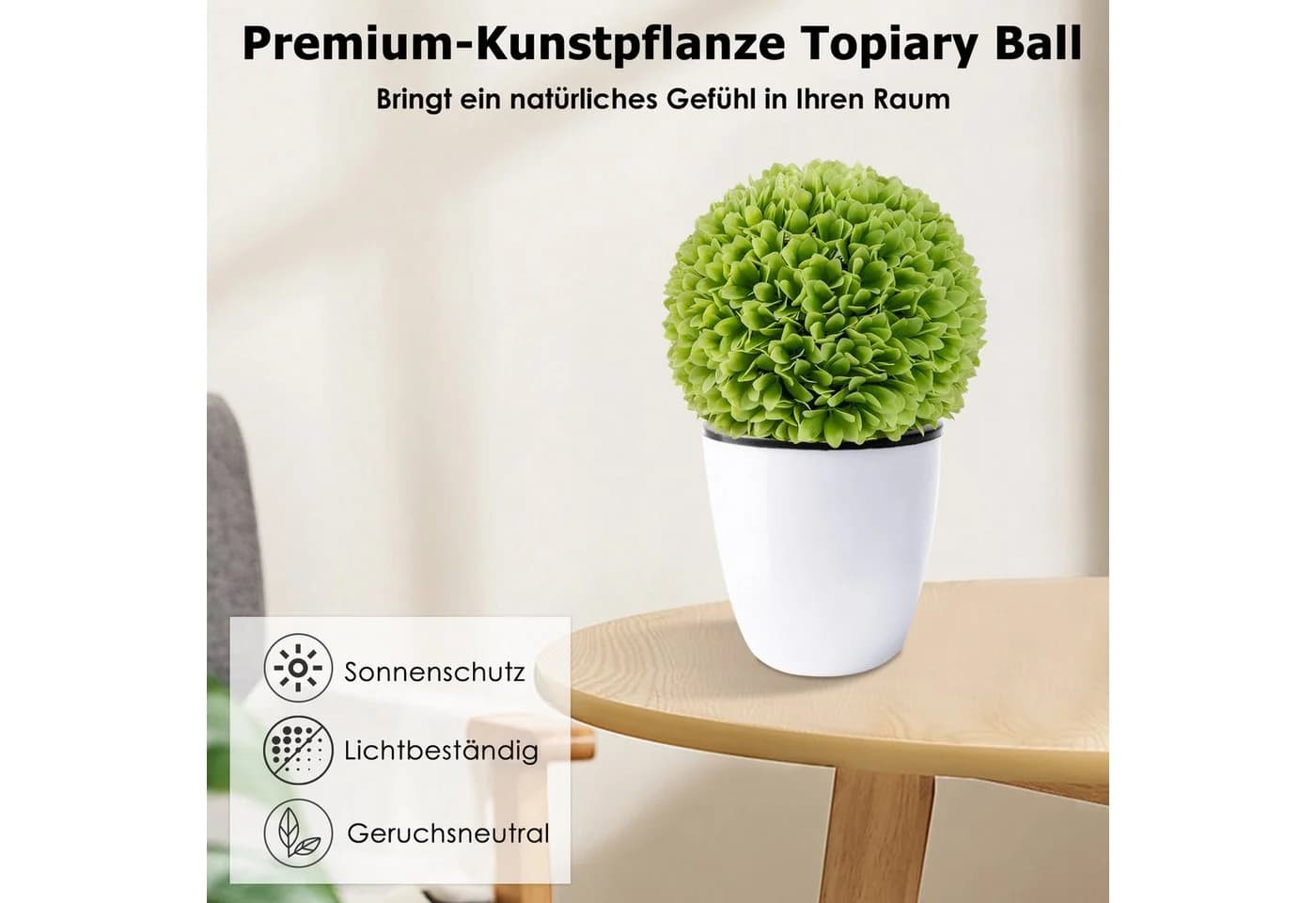 KOMFOTTEU Künstliche Buchsbaumkugel 48 cm Grün/Rosa - Bild 4