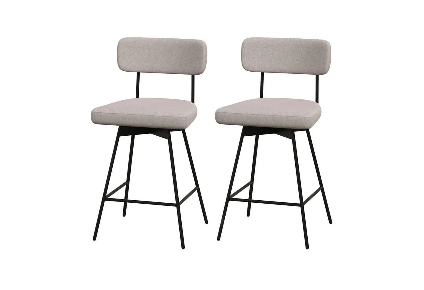 KOMFOTTEU Barhocker 2er-Set Küchenstühle drehbar mit Rückenlehne und Fußstütze - Bild 2