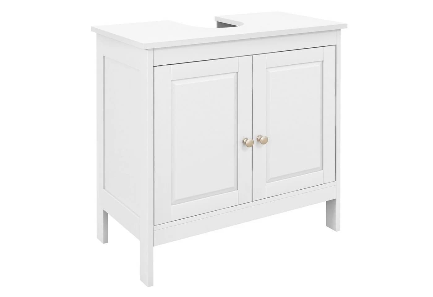 COSTWAY Waschbeckenunterschrank Weiß mit verstellbarem Regal - Bild 2