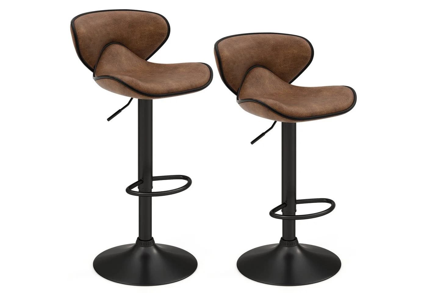 COSTWAY Barhocker (2 St.) mit Fußstütze & Lehne, drehbar, Sitzhöhe 65-85 cm - Bild 2