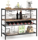 COSTWAY Weinschrank Rustikales Braun mit 4 Reihen Glashalter & Weinregal Bild 2