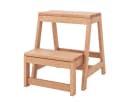 COSTWAY Trittleiter 2-stufig klappbar Fichtenholz Natur Bild 2