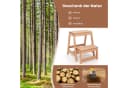COSTWAY Trittleiter 2-stufig klappbar Fichtenholz Natur Bild 4