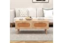 COSTWAY Couchtisch Rattan mit Schubladen und massiven Holzbeinen Bild 1