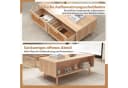 COSTWAY Couchtisch Rattan mit Schubladen und massiven Holzbeinen Bild 3