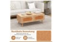 COSTWAY Couchtisch Rattan mit Schubladen und massiven Holzbeinen Bild 4