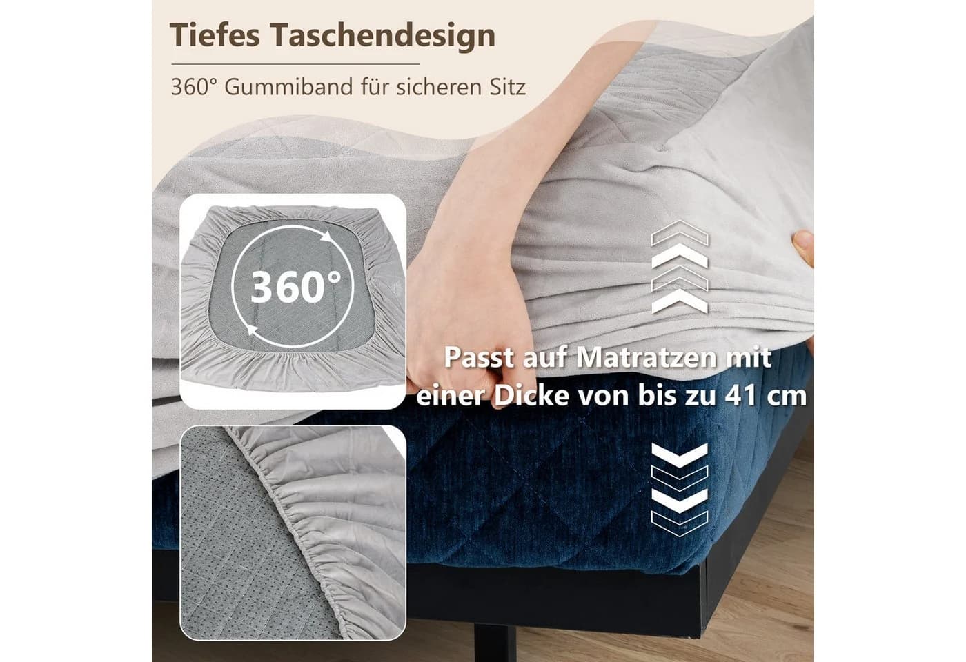 Matratzenschoner KOMFOTTEU mit Schaumstoff-Polsterung & Rutschfester Unterseite - Bild 4