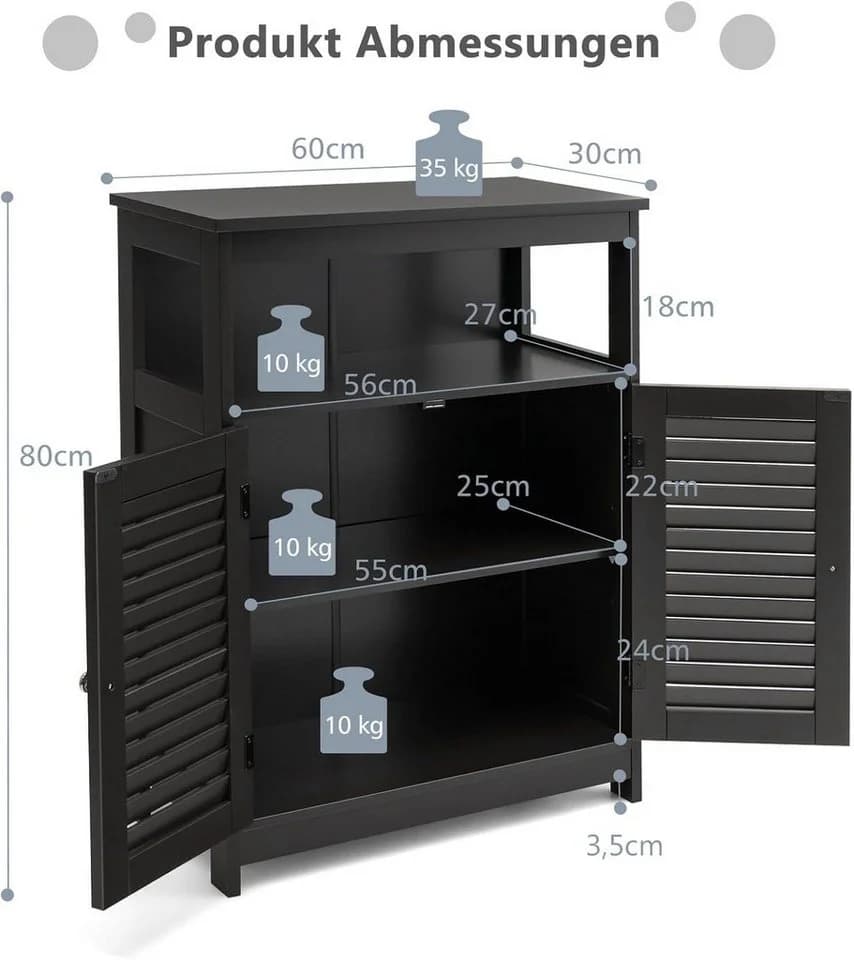 Elegante Badkommode mit Lamellentür und Tischplatte - Bild 3