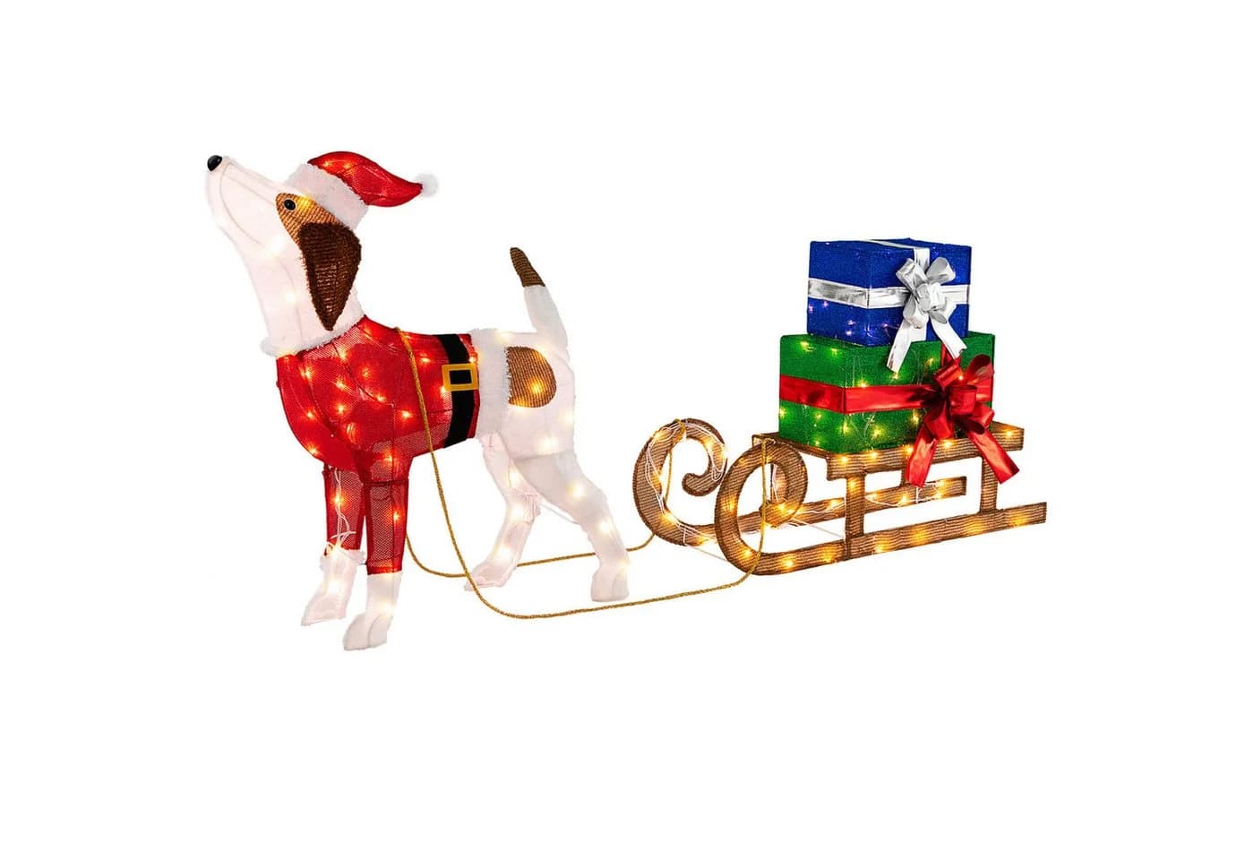 COSTWAY Weihnachtsfigur mit Schlitten & Geschenkboxen, 170 LED-Lichter - Bild 2