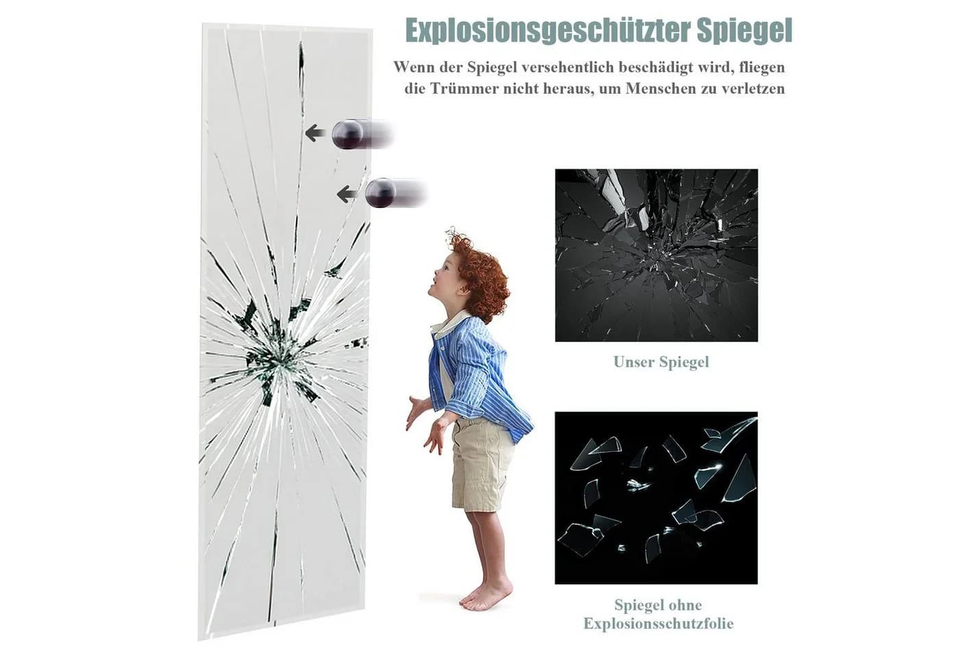Klassischer Rahmenloser Wandspiegel aus Glas - Bild 4
