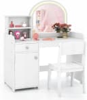 COSTWAY Schminktisch Kidner mit Stuhl & LED Spiegel & Schublade, ab 3 Jahre Bild 2