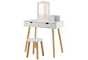 COSTWAY Schminktisch 2 in 1 Kinder Schreibtisch mit Hocker Weiß Bild 2