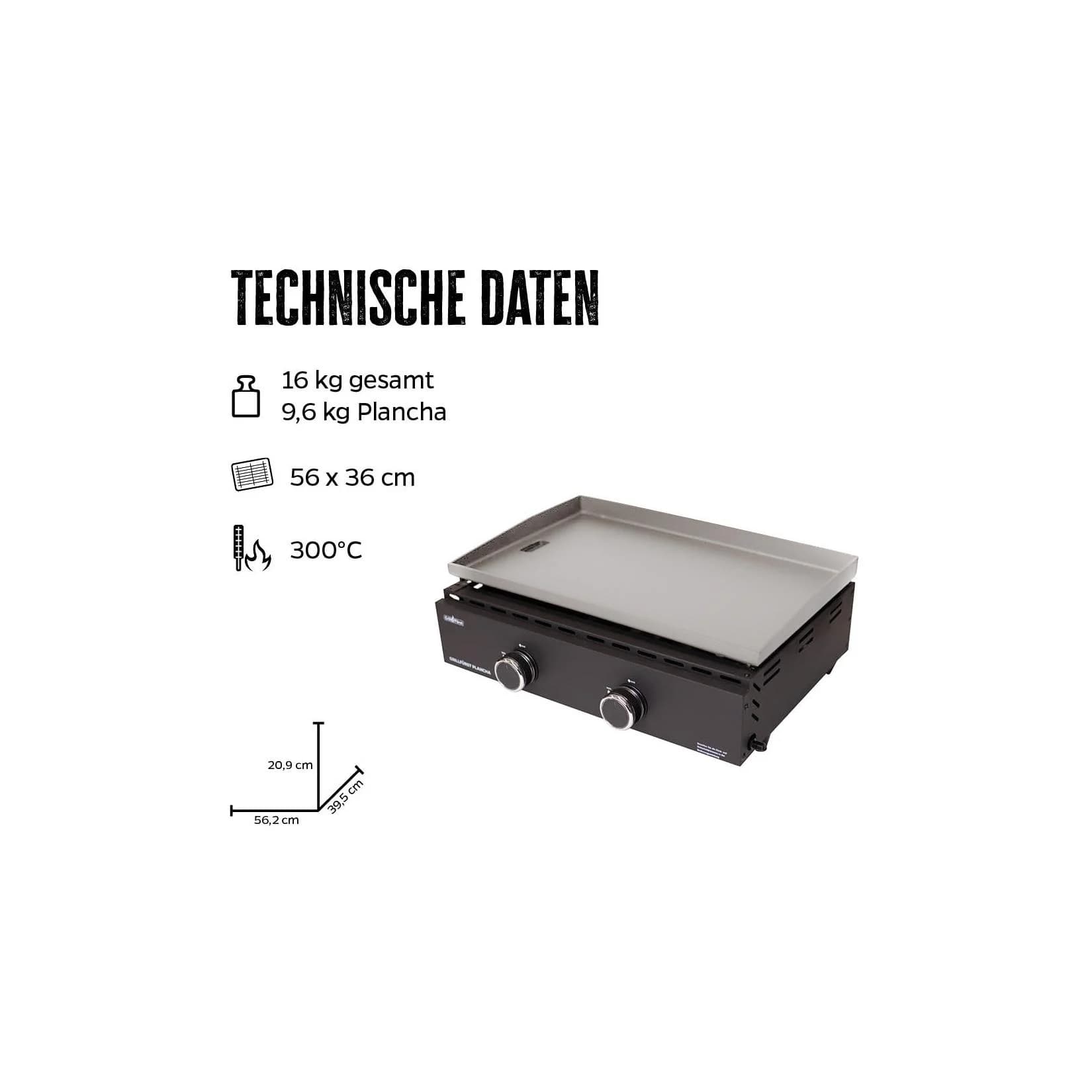 Grillfürst Plancha Grill 2 Brenner 7 kW Edelstahl