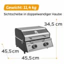 Grillfürst Camping-Gasgrill G201E 2-Brenner Edelstahl mit Sichtscheibe Bild 3