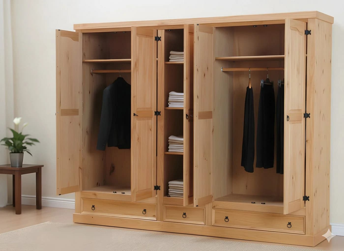 ebuy24 Kleiderschrank New Mexico 5-türig mit 3 Schubladen Kiefer massiv - Bild 5