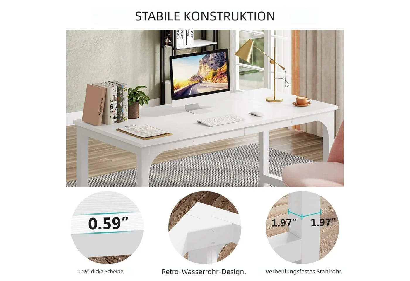 Tribesigns Arbeitstisch 180x80 cm Industrial Design