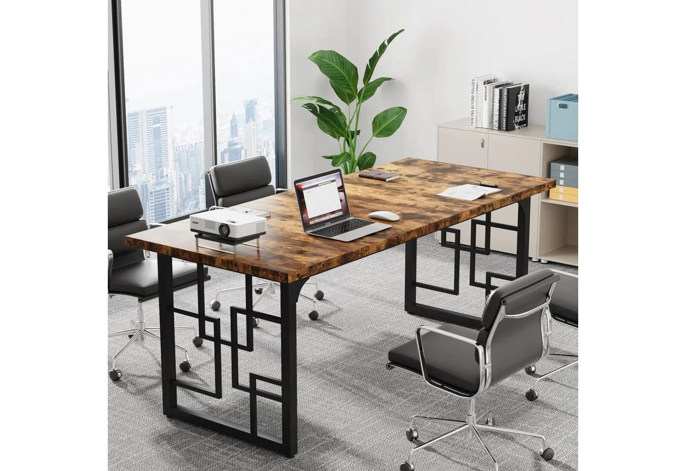 Tribesigns Schreibtisch Rustikales Braun & Schwarz 160 x 80 x 75 cm - Bild 5