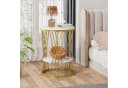 Tribesigns Beistelltisch Runder Couchtisch 45 cm Ø, 60 cm H, Marmorweiß-Helles Gold Bild 1