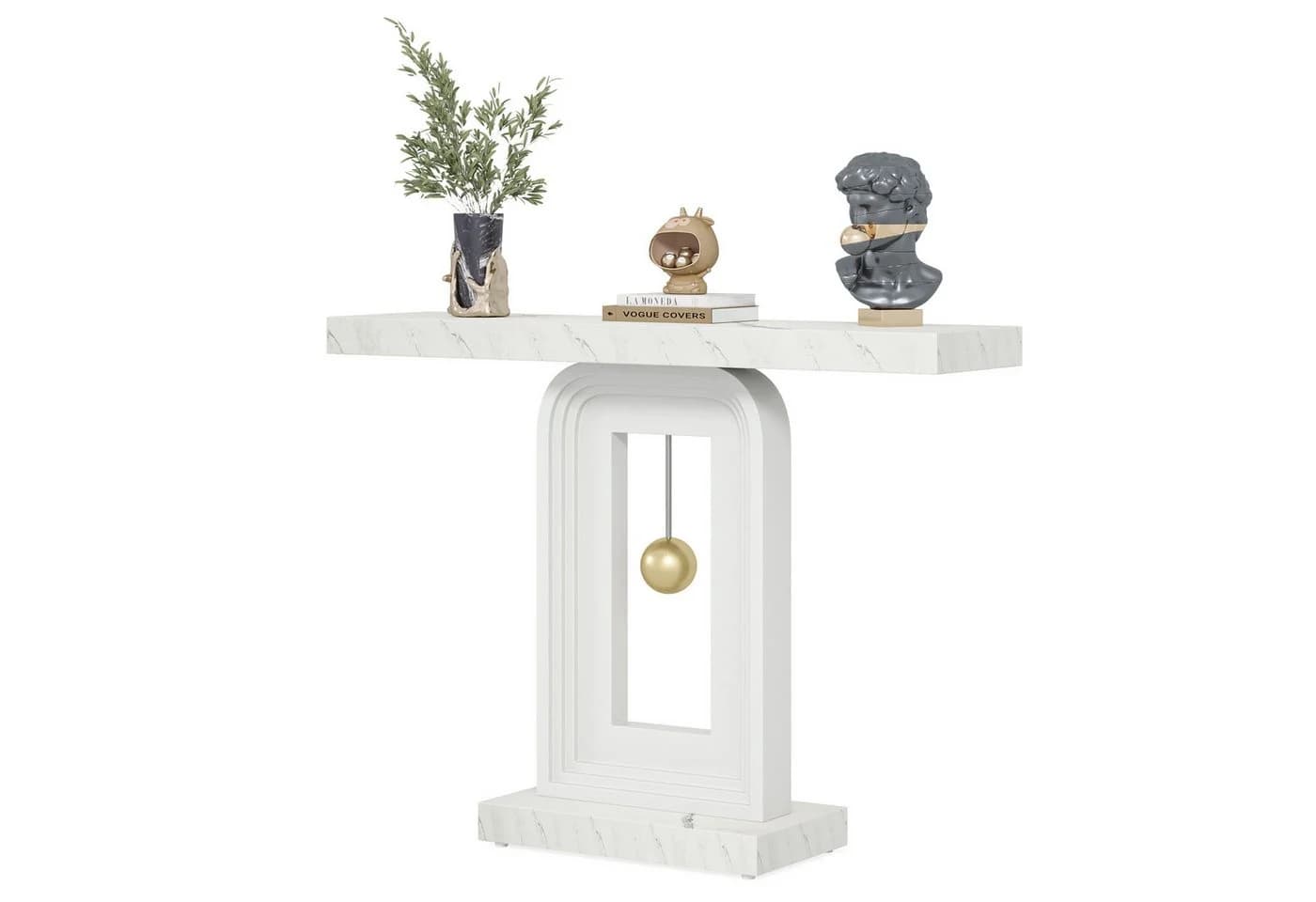 Tribesigns Konsolentisch Schmaler Eingangstisch 100x30 cm Flurtisch mit Pendel Form Basis - Bild 2