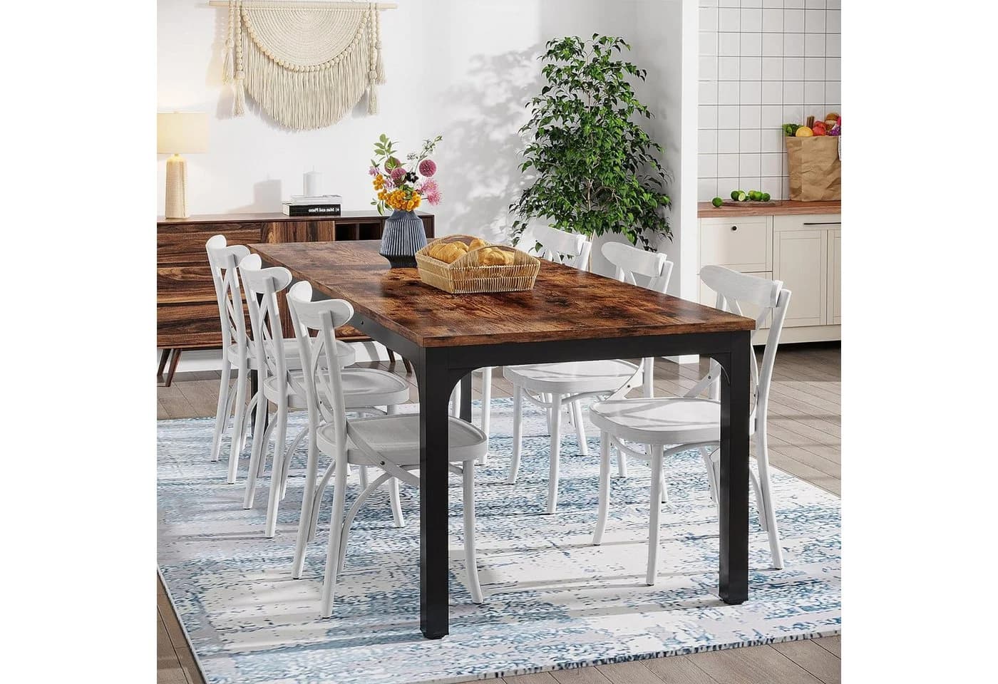 Tribesigns Esstisch 200 cm für 8 Personen im industriellen Stil
