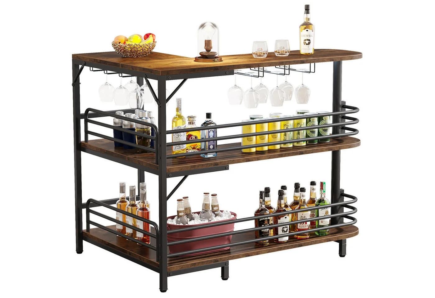Tribesigns Bartisch L-förmig mit Weinregal - Bild 2