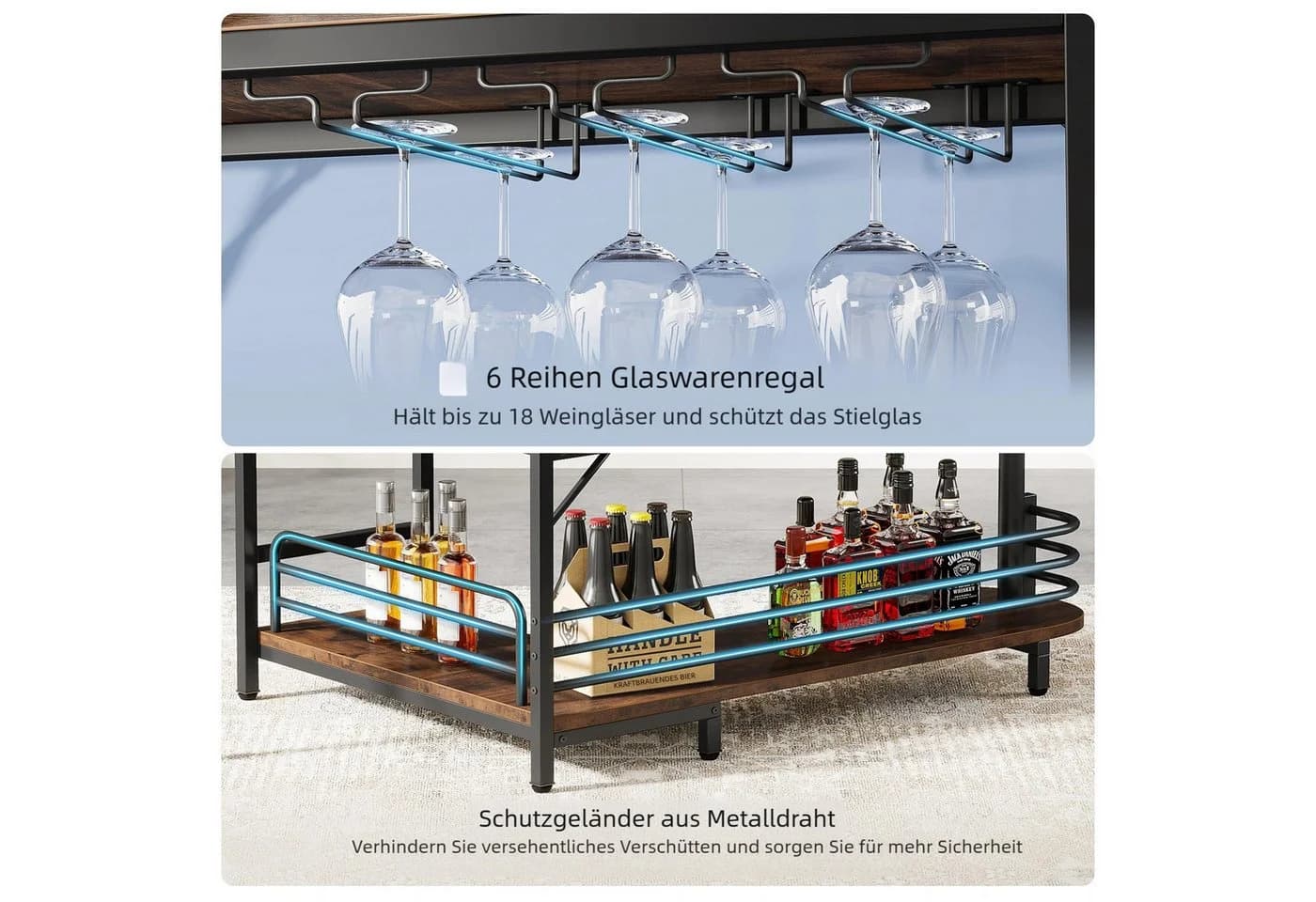 Tribesigns Bartisch L-förmig mit Weinregal - Bild 5
