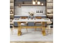 Tribesigns Esstisch 160x80 cm Marmoroptik Gold Metallgestell Bild 1