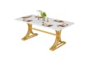 Tribesigns Esstisch 160x80 cm Marmoroptik Gold Metallgestell Bild 2
