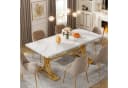 Tribesigns Esstisch 160x80 cm Marmoroptik Gold Metallgestell Bild 3