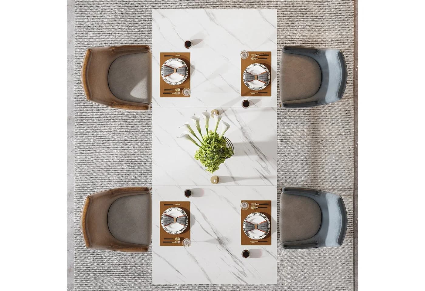 Tribesigns Esstisch 160x80 cm Marmoroptik Gold Metallgestell - Bild 5