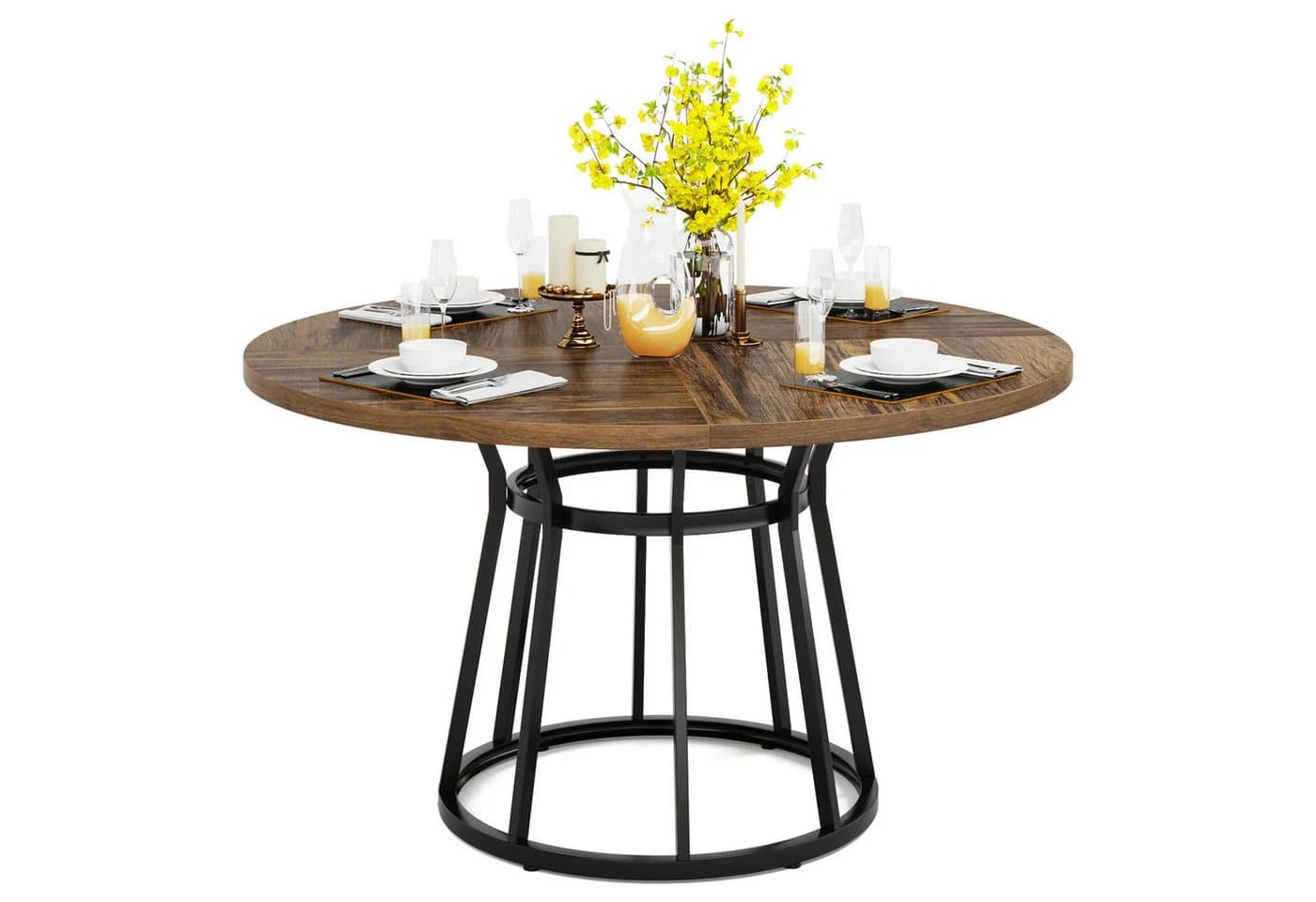 Tribesigns Esstisch 120cm Rund Holzstrukturoberfläche 4 Personen - Bild 2