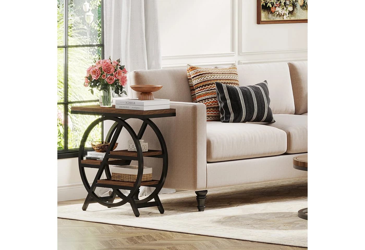 Tribesigns Beistelltisch 65cm Couchtisch mit 3 Ablagen Metallrahmen - Bild 4