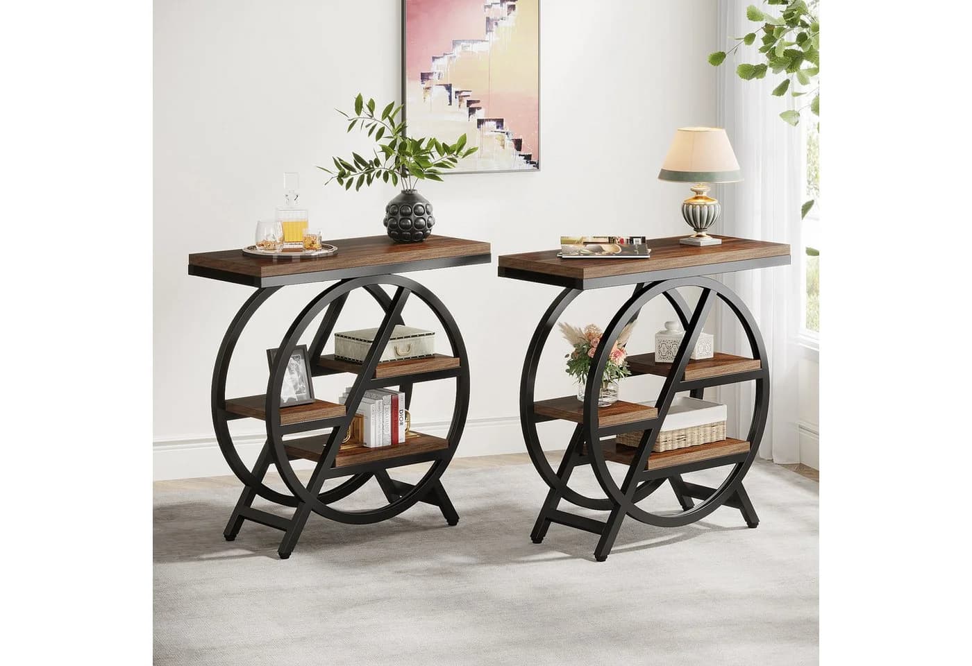 Tribesigns Beistelltisch 65cm Couchtisch mit 3 Ablagen Metallrahmen - Bild 5