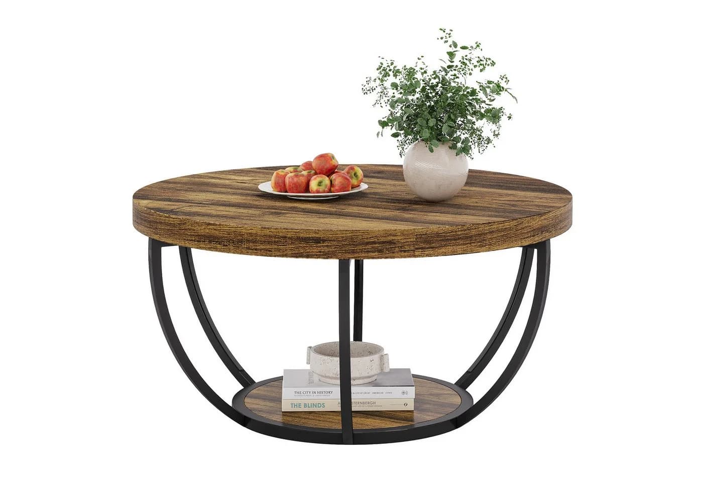 Tribesigns Couchtisch Runde Holzmaserung Industrial - Bild 2
