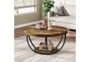 Tribesigns Couchtisch Runde Holzmaserung Industrial Bild 5