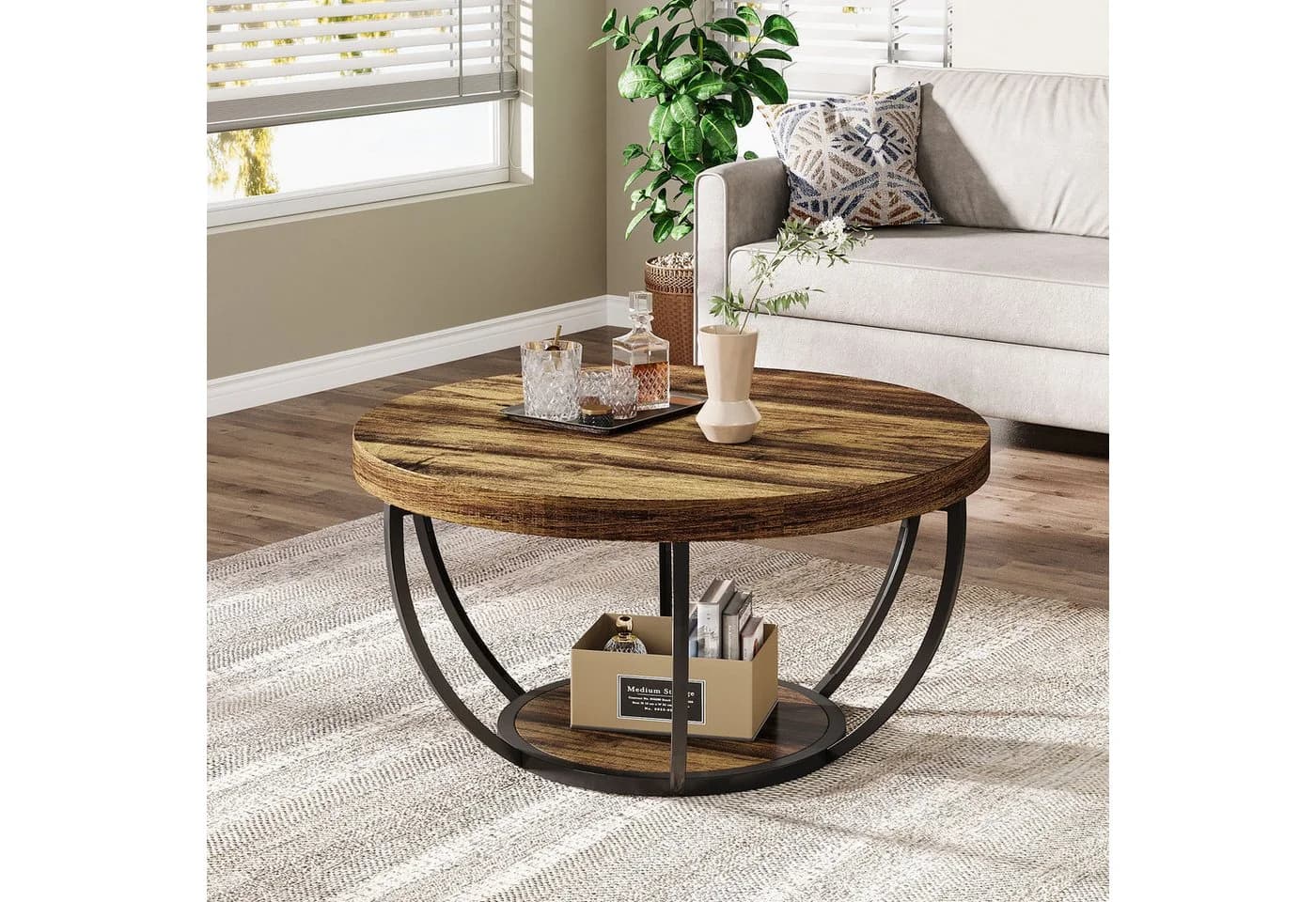 Tribesigns Couchtisch Runde Holzmaserung Industrial - Bild 5