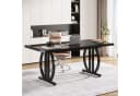 Moderner Schreibtisch aus Metall und Holz in Schwarz Bild 1