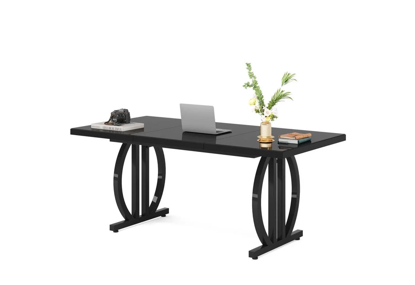 Moderner Schreibtisch aus Metall und Holz in Schwarz - Bild 2
