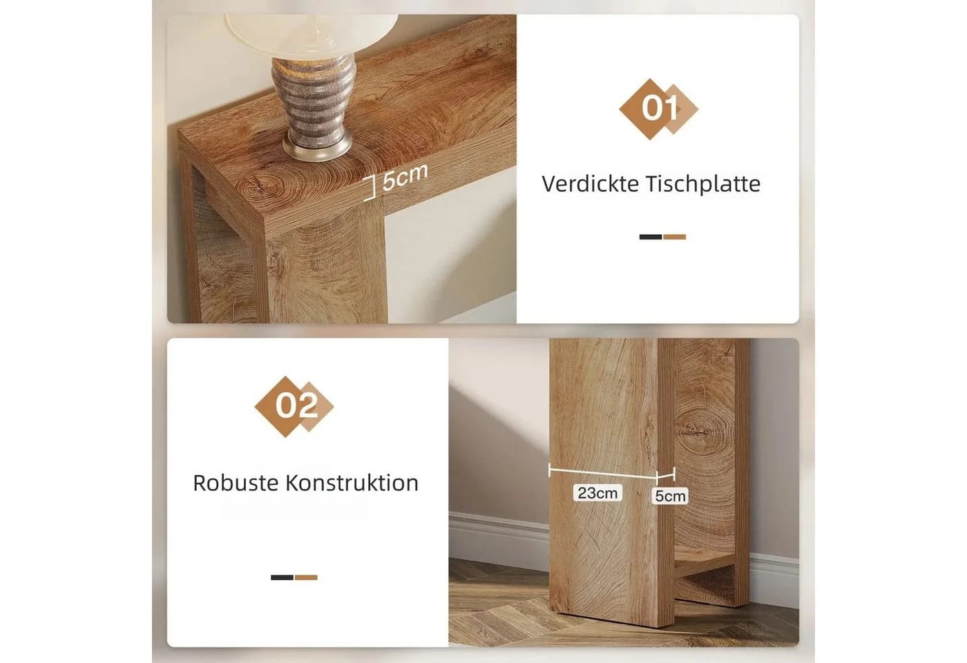 Tribesigns Konsolentisch 160 x 29,5 x 85 cm Beistelltisch Flurtisch Braun - Bild 5