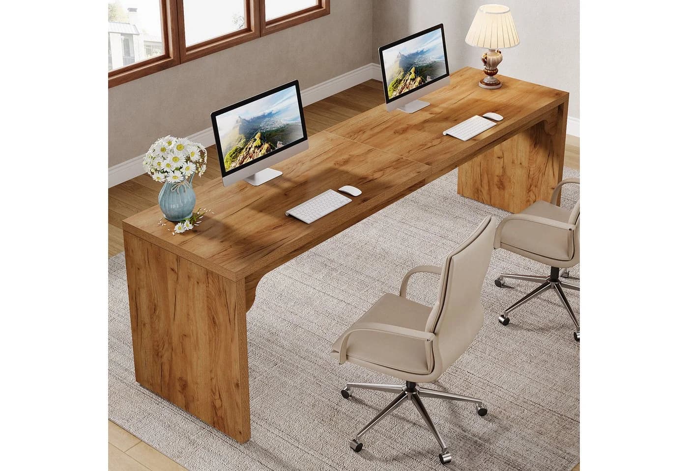 Tribesigns Schreibtisch 180 cm Doppelter Langer Schreibtisch PC Tisch Bürotisch