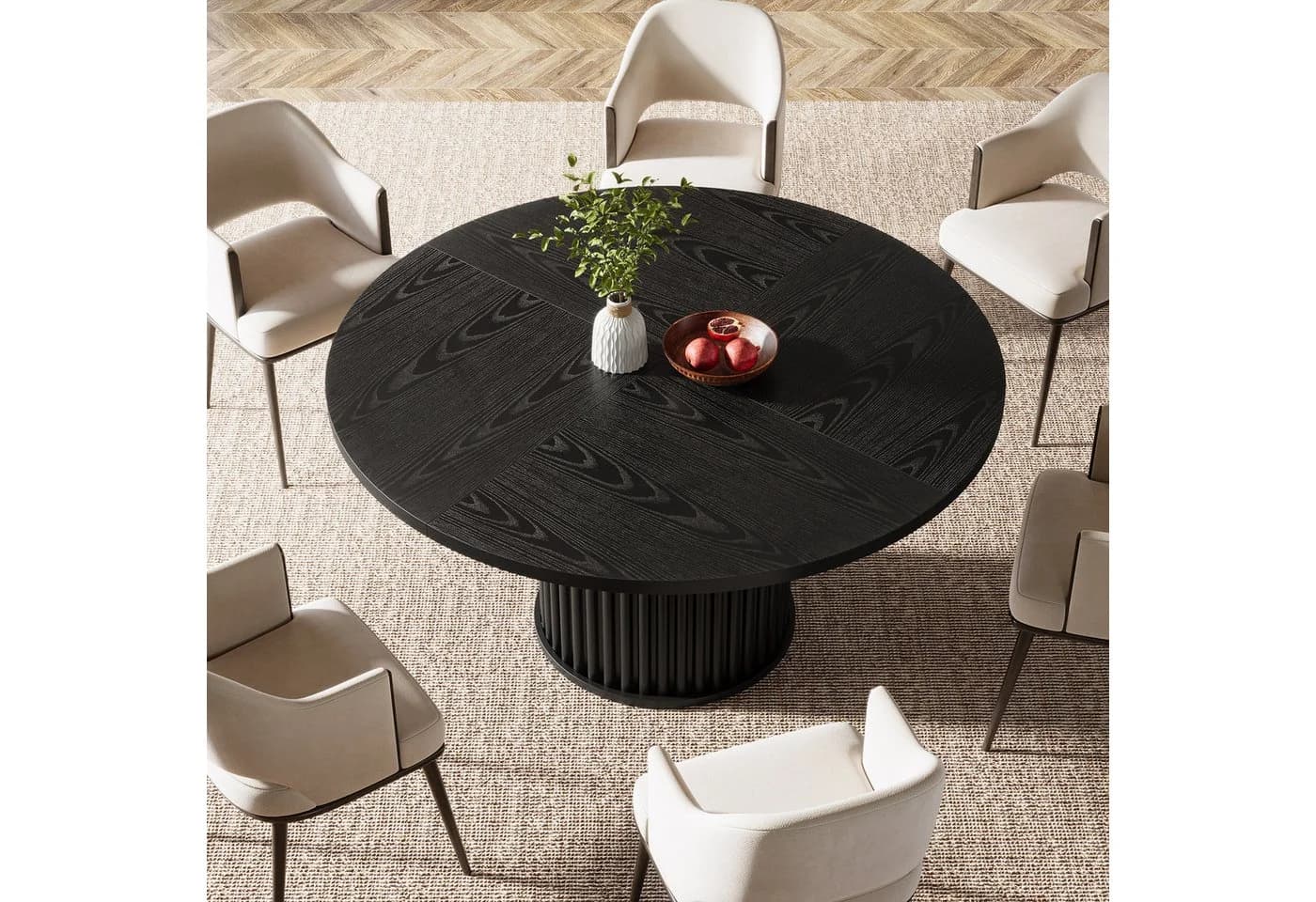 Tribesigns Esstisch Rund 120 cm Schwarz für 4 Personen - Bild 3