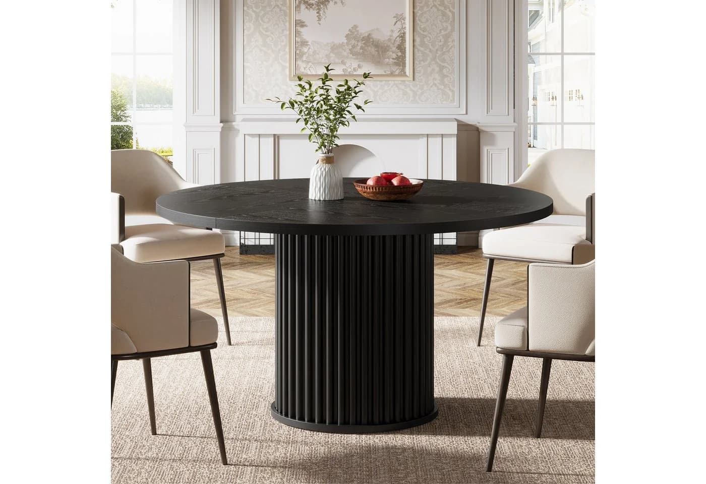Tribesigns Esstisch Rund 120 cm Schwarz für 4 Personen - Bild 4