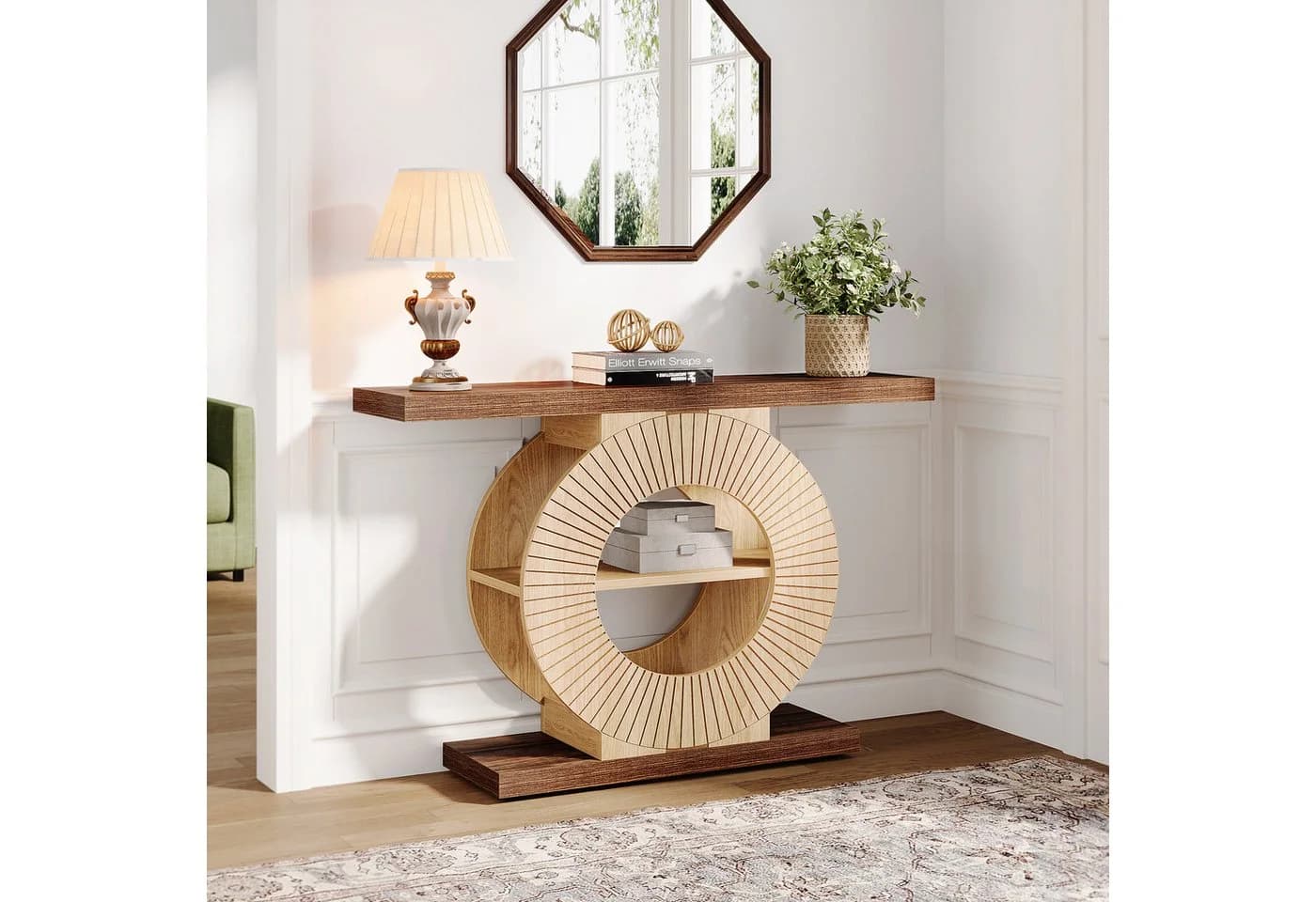 Tribesigns Konsolentisch Flurtisch mit Lagerung 100 cm Holz
