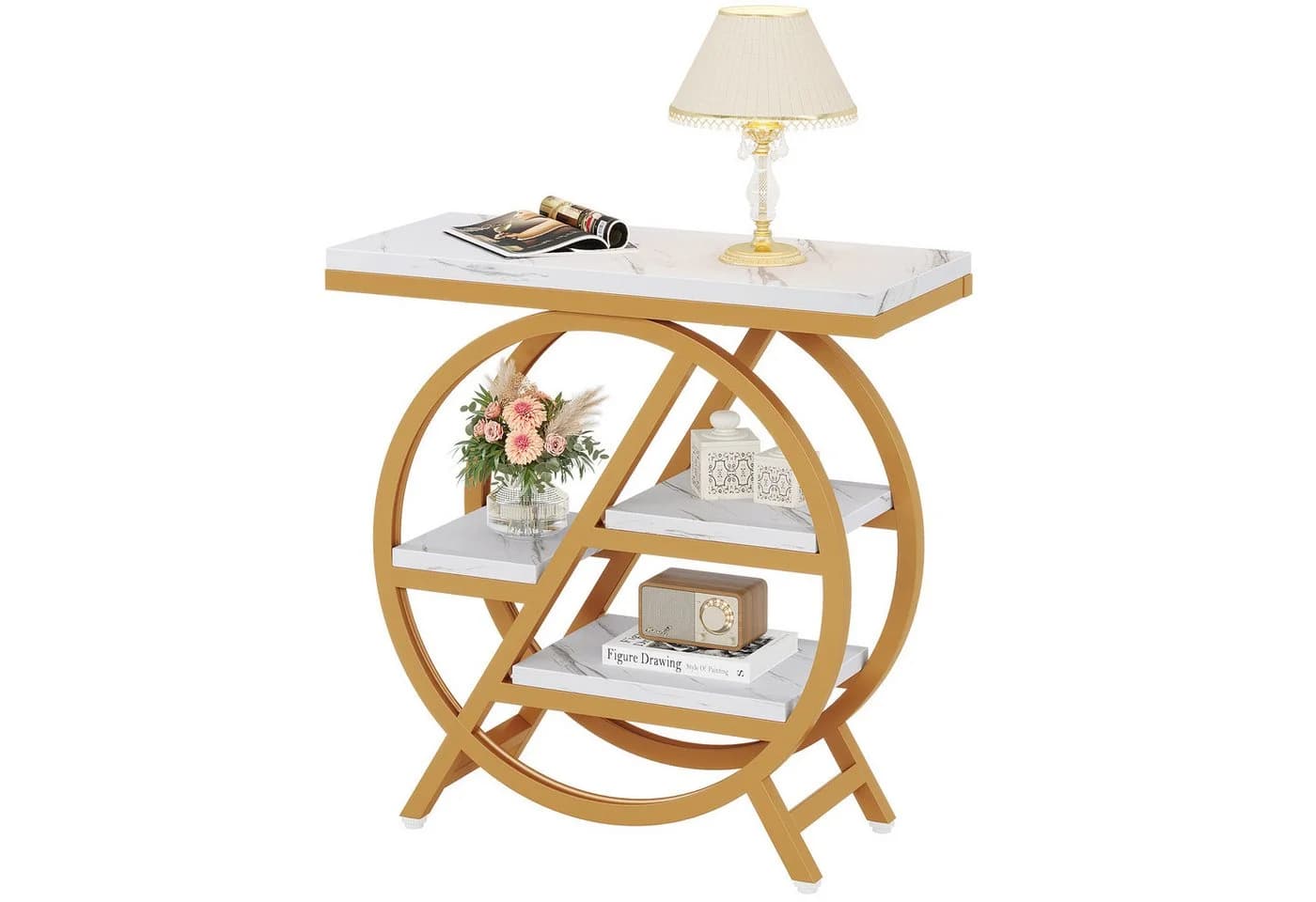Tribesigns Beistelltisch 65cm Couchtisch mit 3 Ablagen Metallrahmen - Bild 2