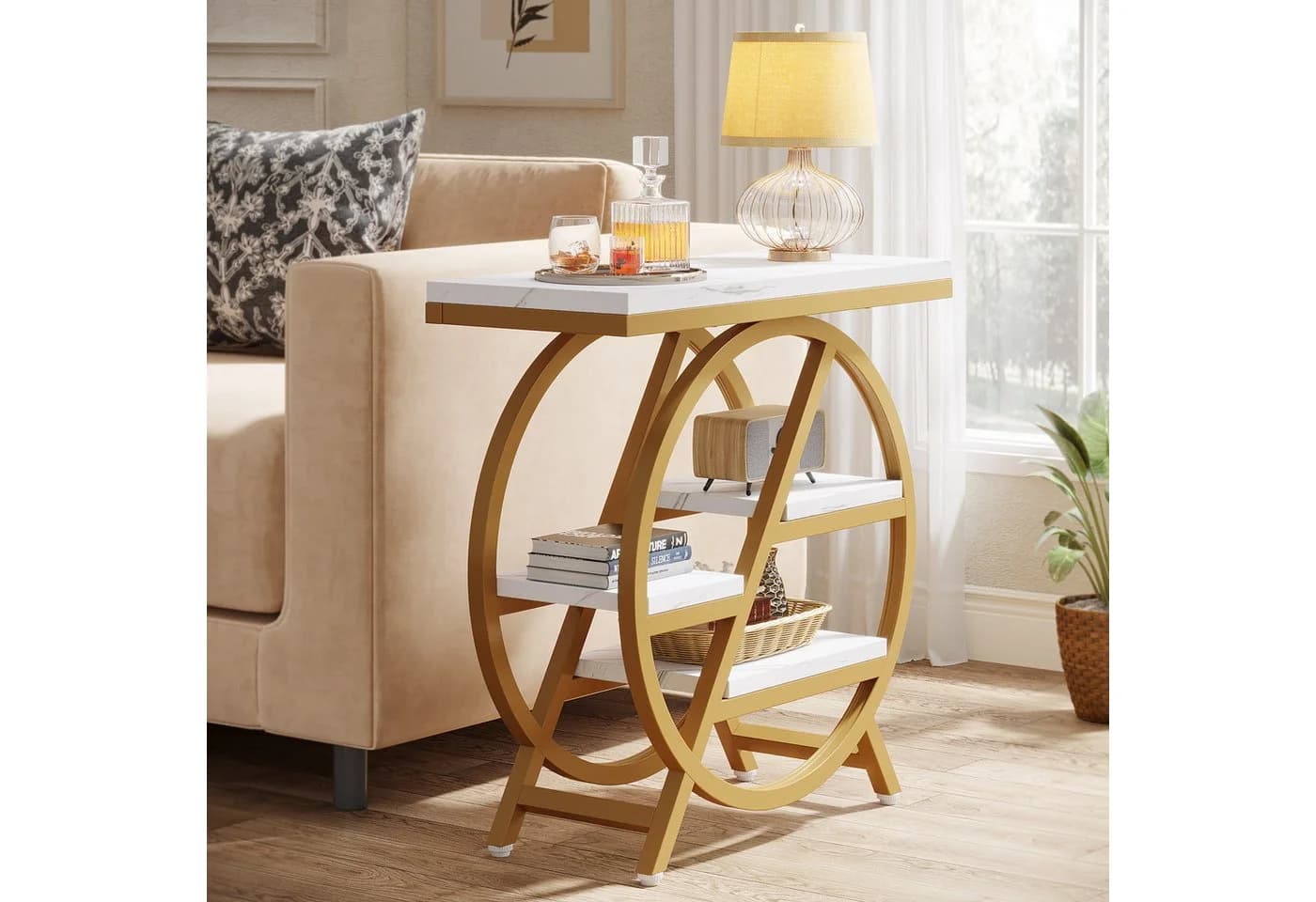 Tribesigns Beistelltisch 65cm Couchtisch mit 3 Ablagen Metallrahmen - Bild 4