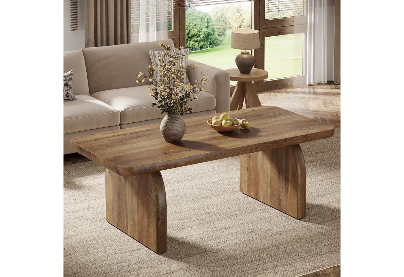 Tribesigns Couchtisch 120 cm Holz, rechteckig, Bauernhaus-Akzent-Mitteltisch